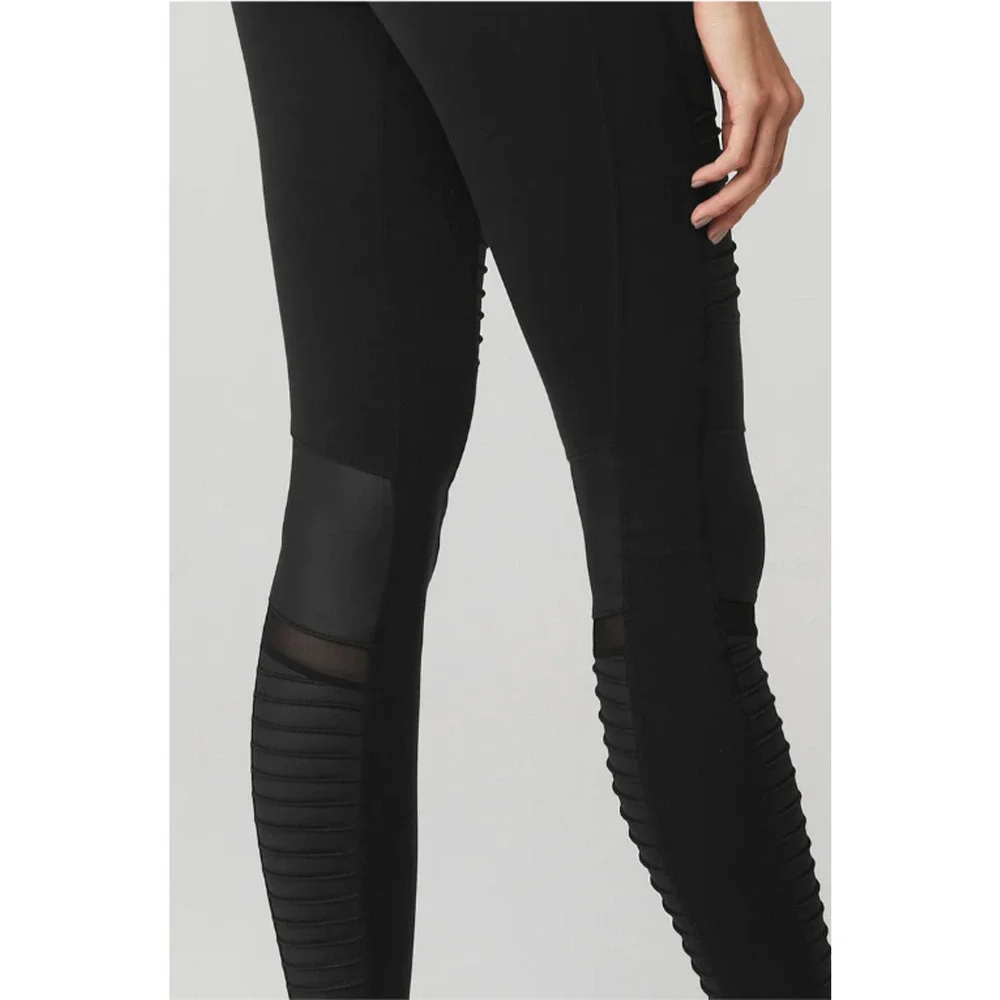 ALO YOGA Black High-Waisted Moto Loggings // XS